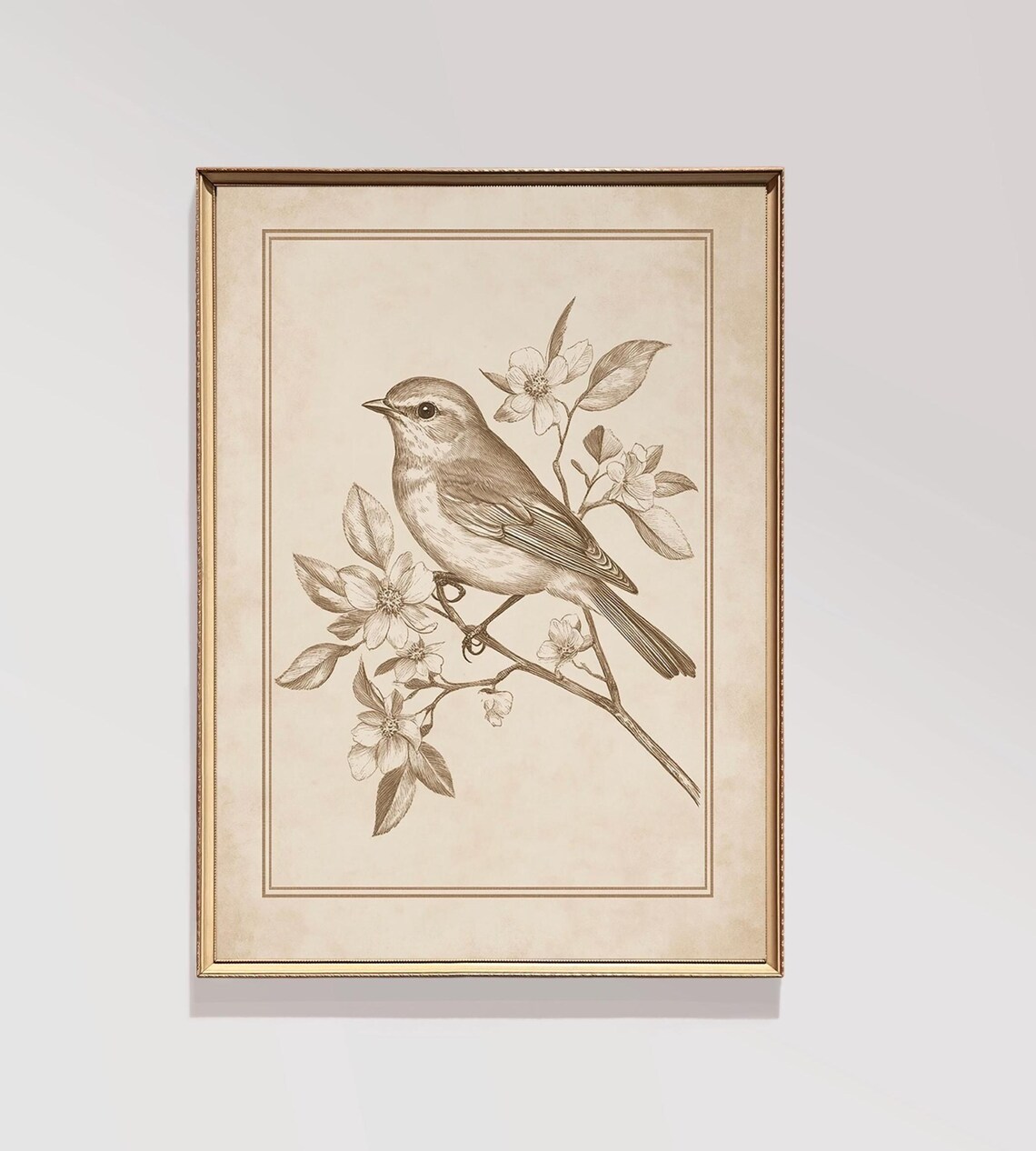 Bird Neutral Minimalist Dining Room Wall Art Print