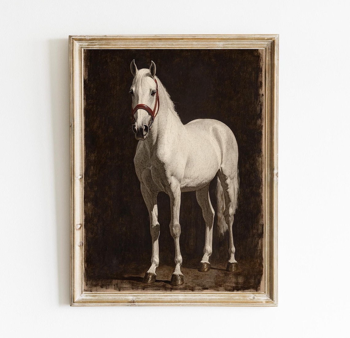 Vintage Horse Painting, Rustic Equestrian Art