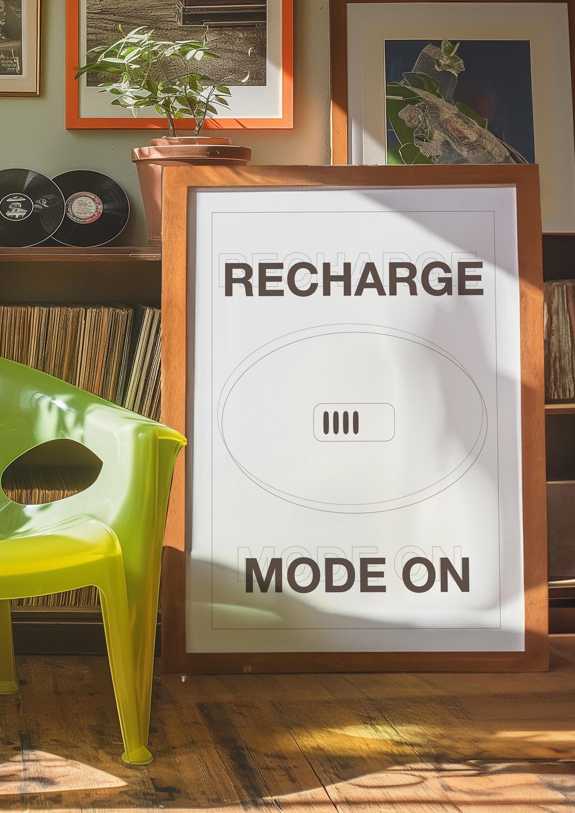 Recharge Mode On Minimalist Typography Self Care Wall Poster - Image 2