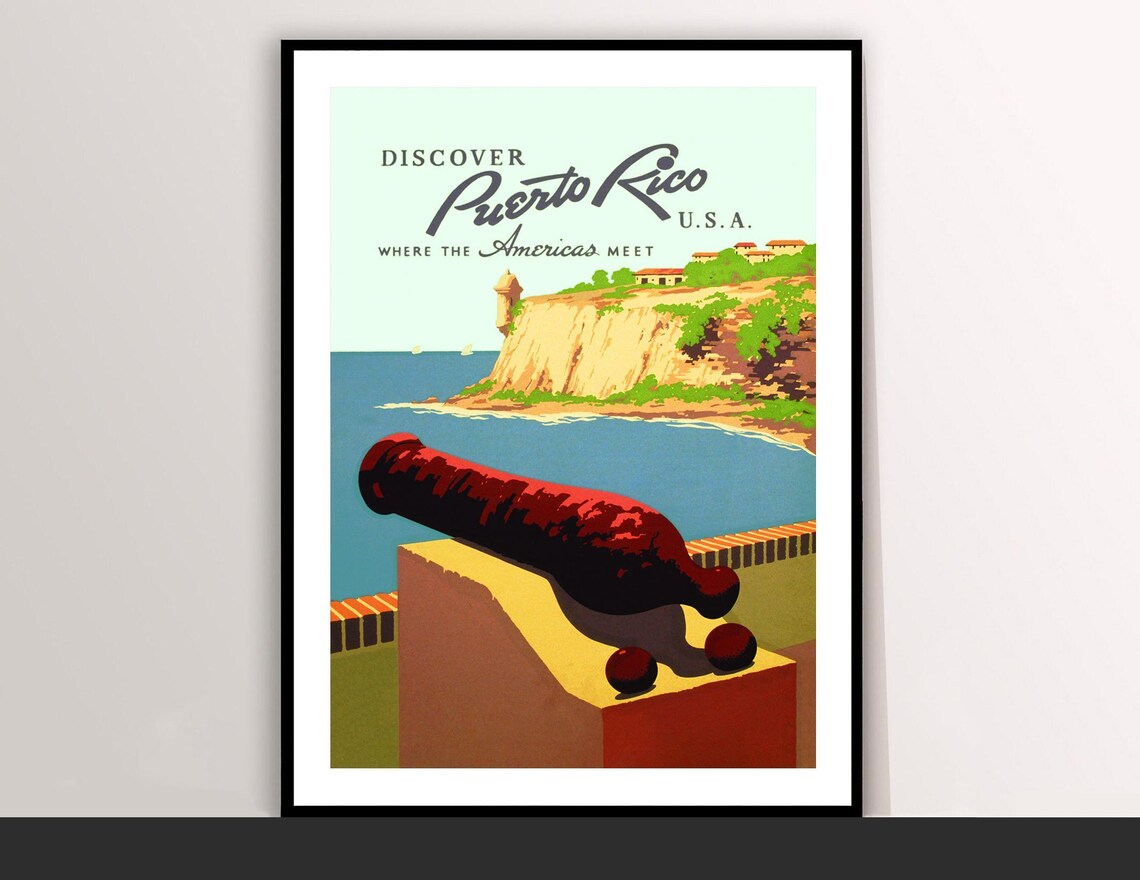 Discover Puerto Rico Where the Americas Meet Vintage Travel Poster