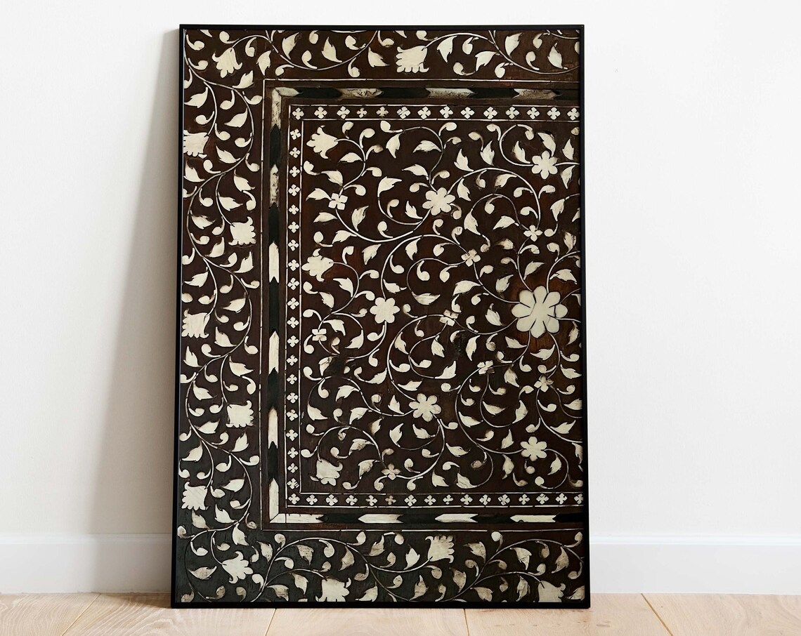 Vintage Islamic Inlay Work Floral Art Print