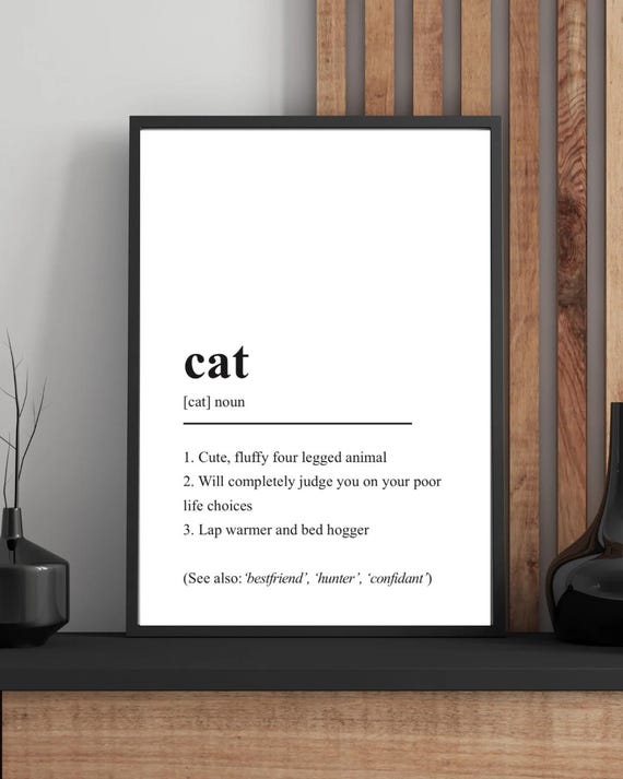 Cat Definition Noun Print Wall Art Instant