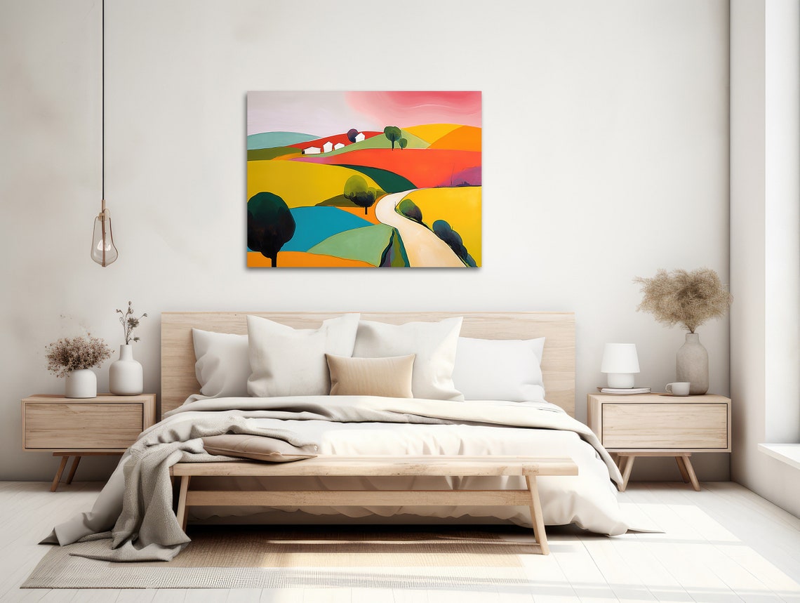Vibrant Abstract Countryside With Winding Road Colorful Poster - Image 2