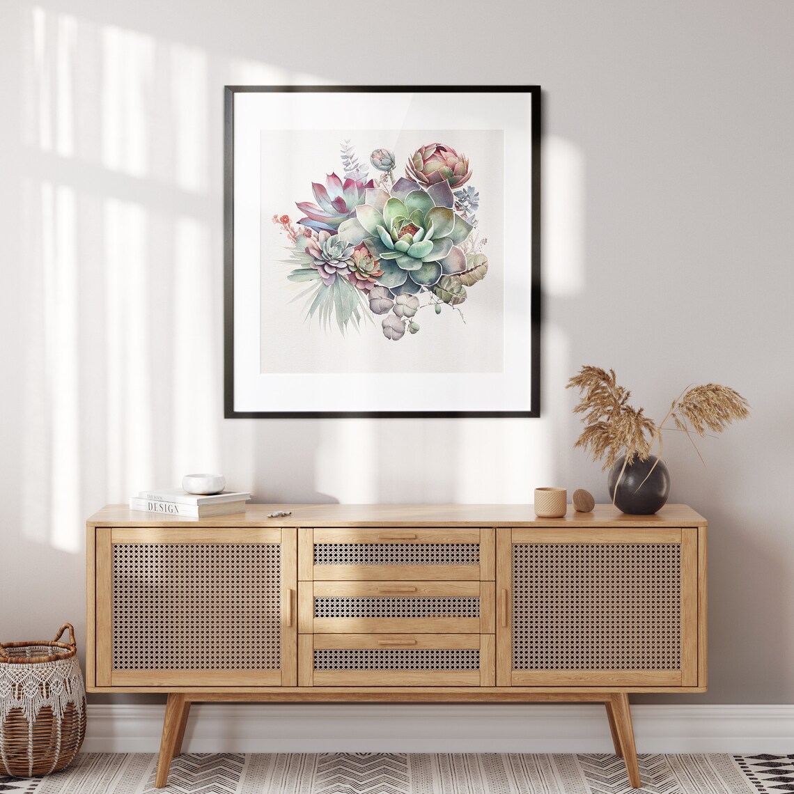 Jewel Tone Succulent Arrangement Dark Watercolor Botanical Art Print - Image 3