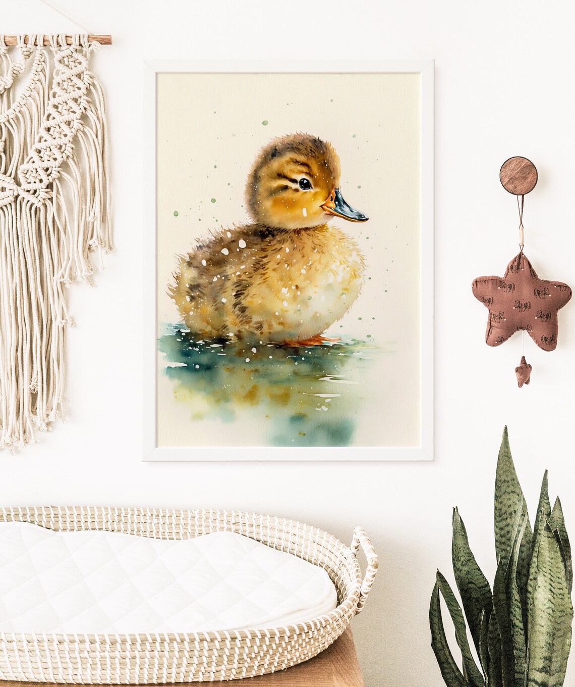 Watercolor Duckling Swimming Cute Fluffy Nursery Animal Art Poster - Image 5