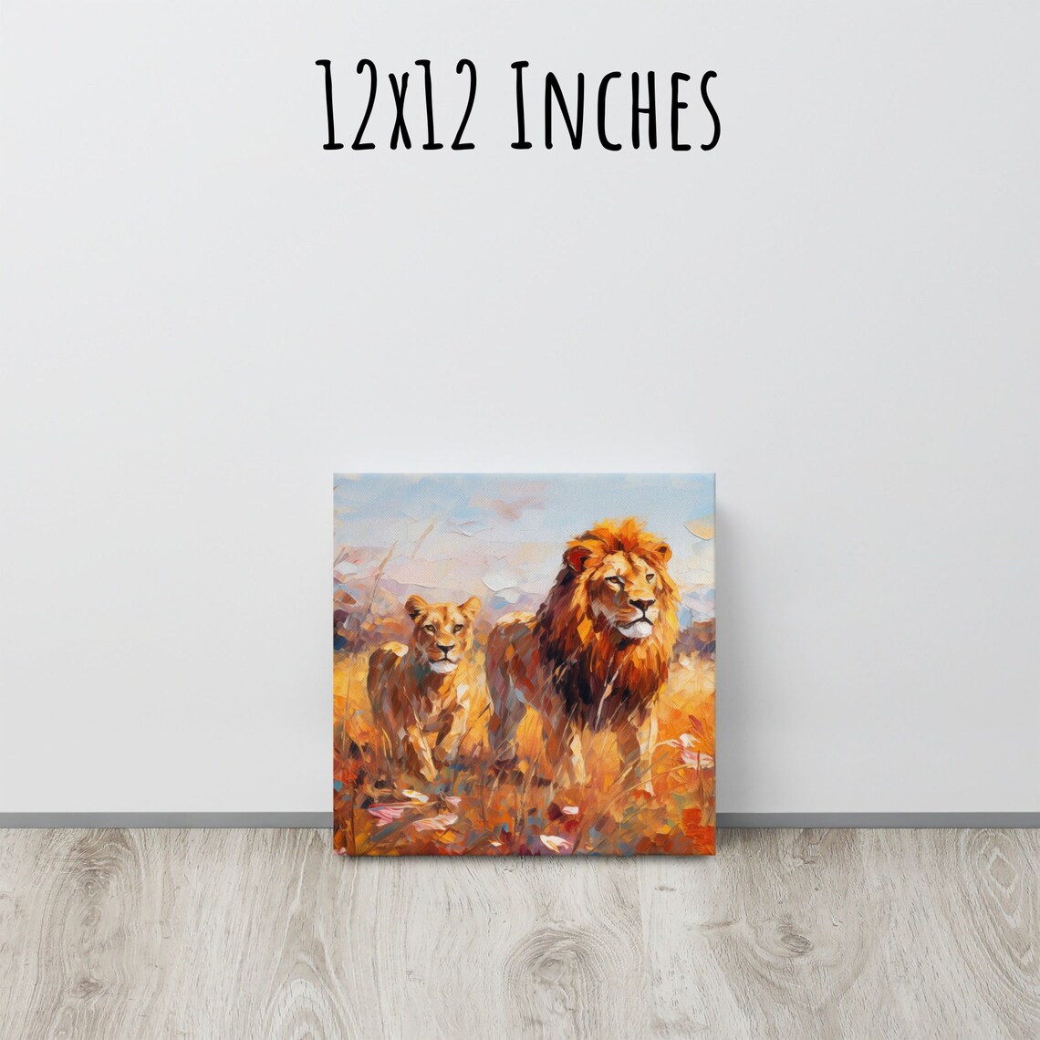 Lion And Lioness Portrait Painting Savanna Oil Artwork Wildlife Print - Image 2