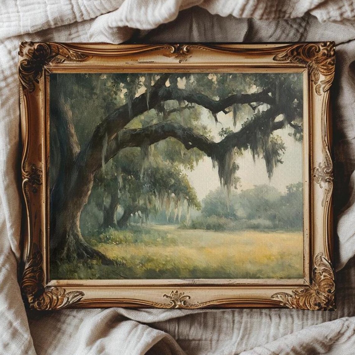Live Oak With Spanish Moss Southern Landscape Painting Art Poster