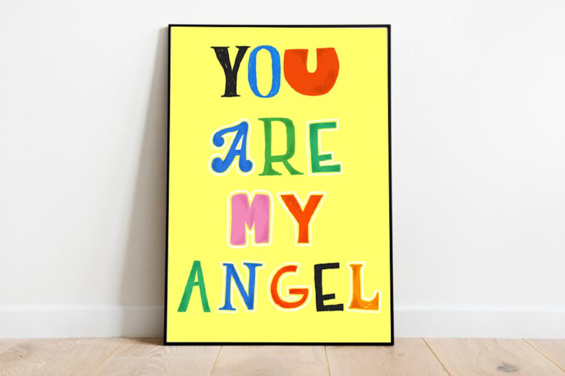You Are My Angel Colorful Playful Typography Nursery Quote Poster