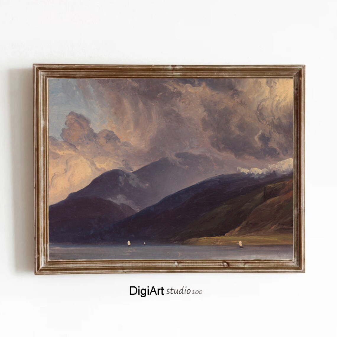 Vintage Mountain Painting Norwegian Landscape From 1830s Vintage Landscape Print