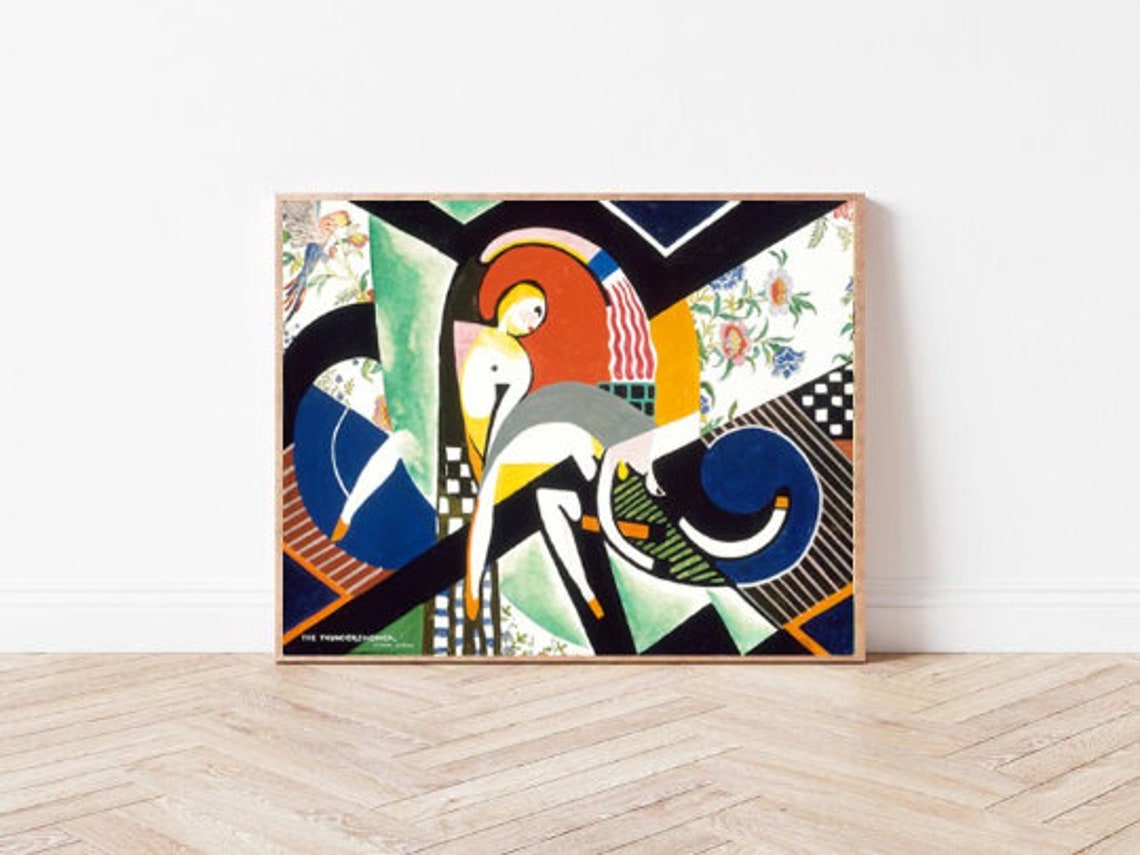 The Thundershower Cubist Abstract Female Figures Bold Color Art Poster