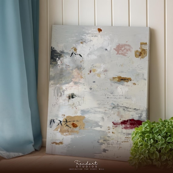 White And Gold Textured Abstract Japandi Modern Serene Calm Poster