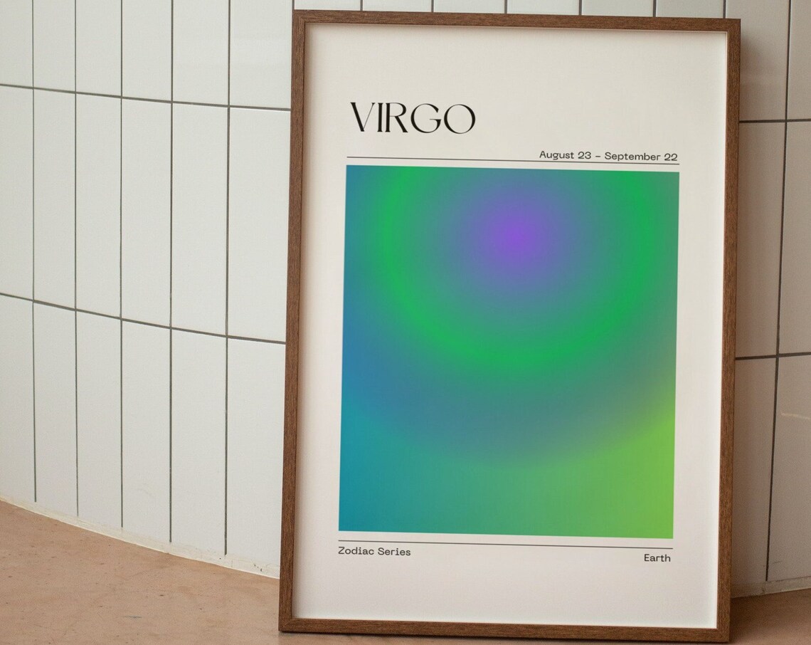 Virgo Zodiac Art Poster, Aura Gradient Print