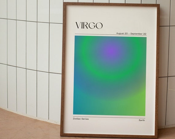 Virgo Zodiac Art Poster, Aura Gradient Print