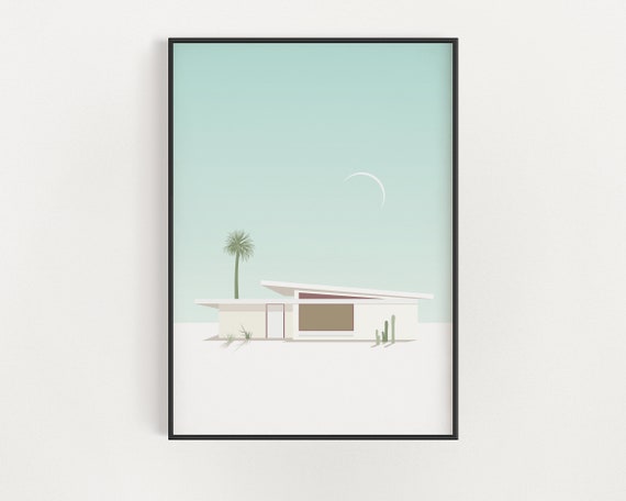 Palm Springs Mid-Century House Poster, Southwestern Moon