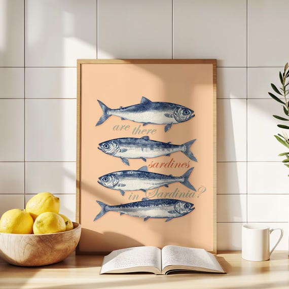 Sardines In Sardinia, Retro Food Poster