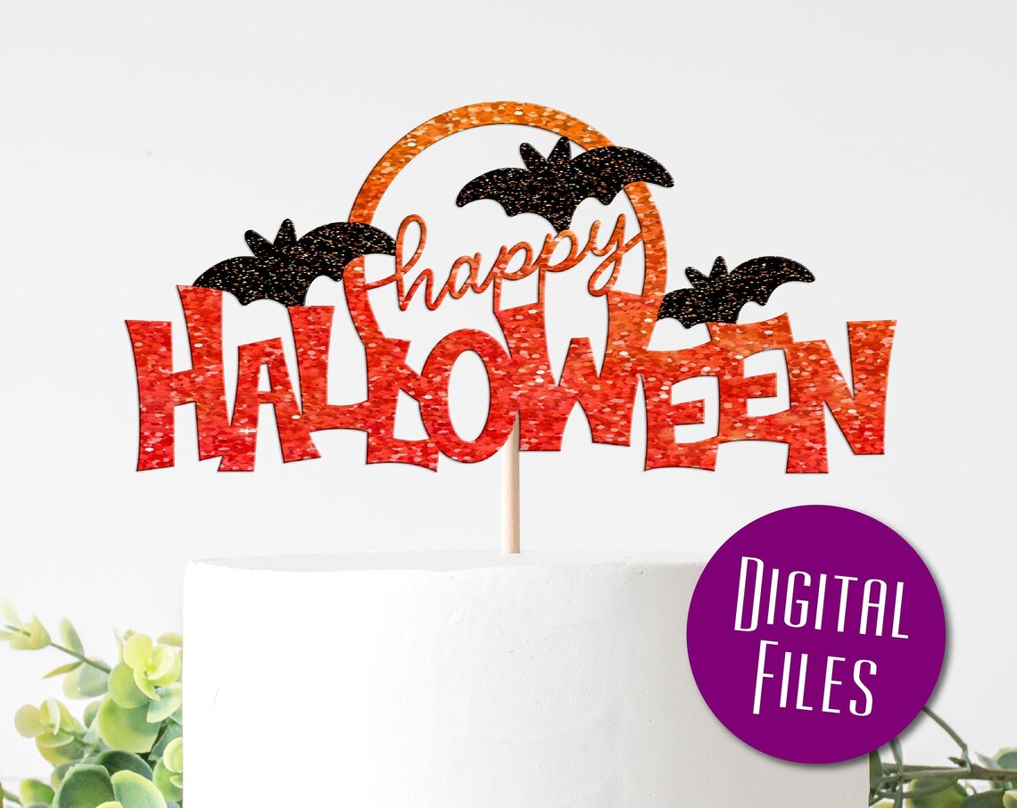 Happy Halloween Sign, Halloween Bats Poster Print