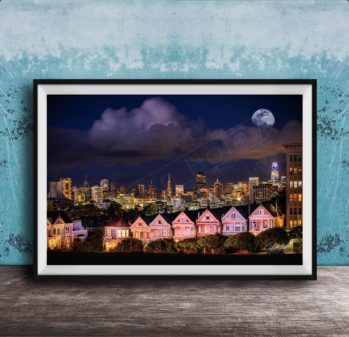 Painted Ladies San Francisco Skyline Travel Poster