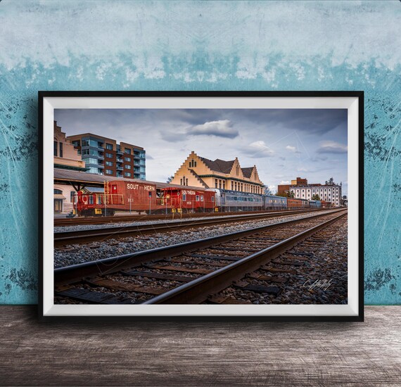 Historic Southern Railway Station Red Caboose Vintage Depot Photo Poster
