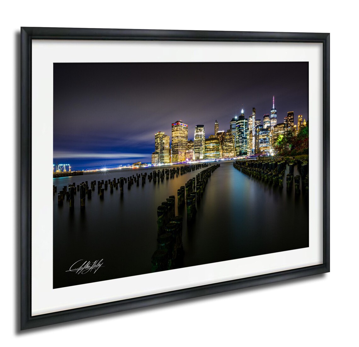 Nyc Skyline Print Brooklyn Bridge At Blue Hour Cityscape Art