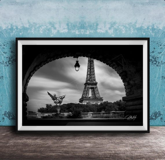 Eiffel Tower Wall Art Sunrise View With Pont De Bir Hakeim Black And White
