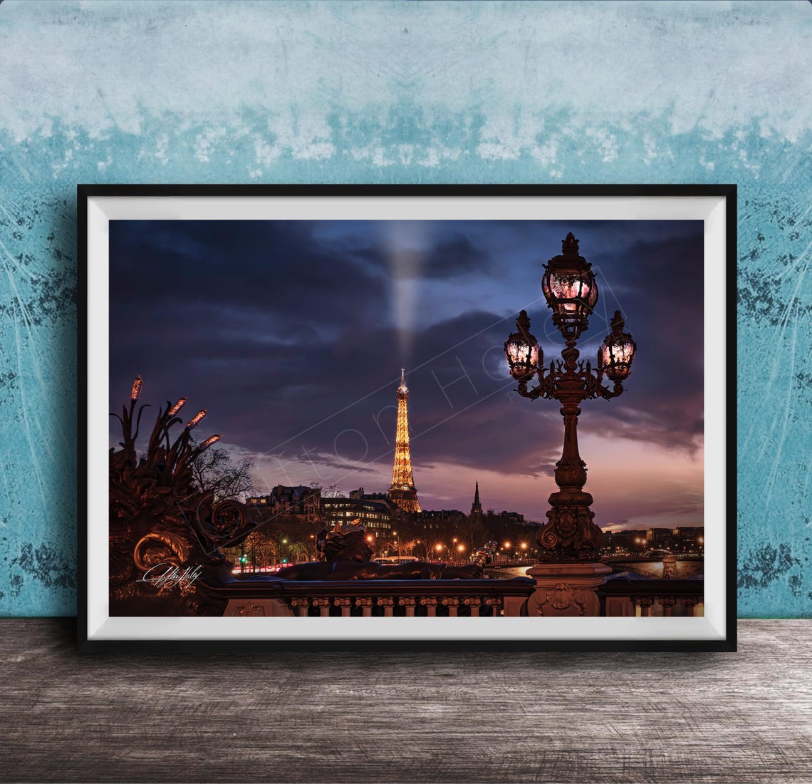 Eiffel Tower Dusk Pont Alexandre III Paris Evening Lights Poster