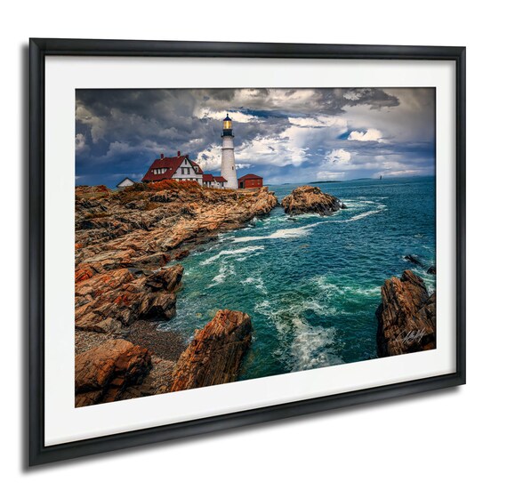 Portland Head Light At Blue Hour Twilight Maine Lighthouse Photo Poster