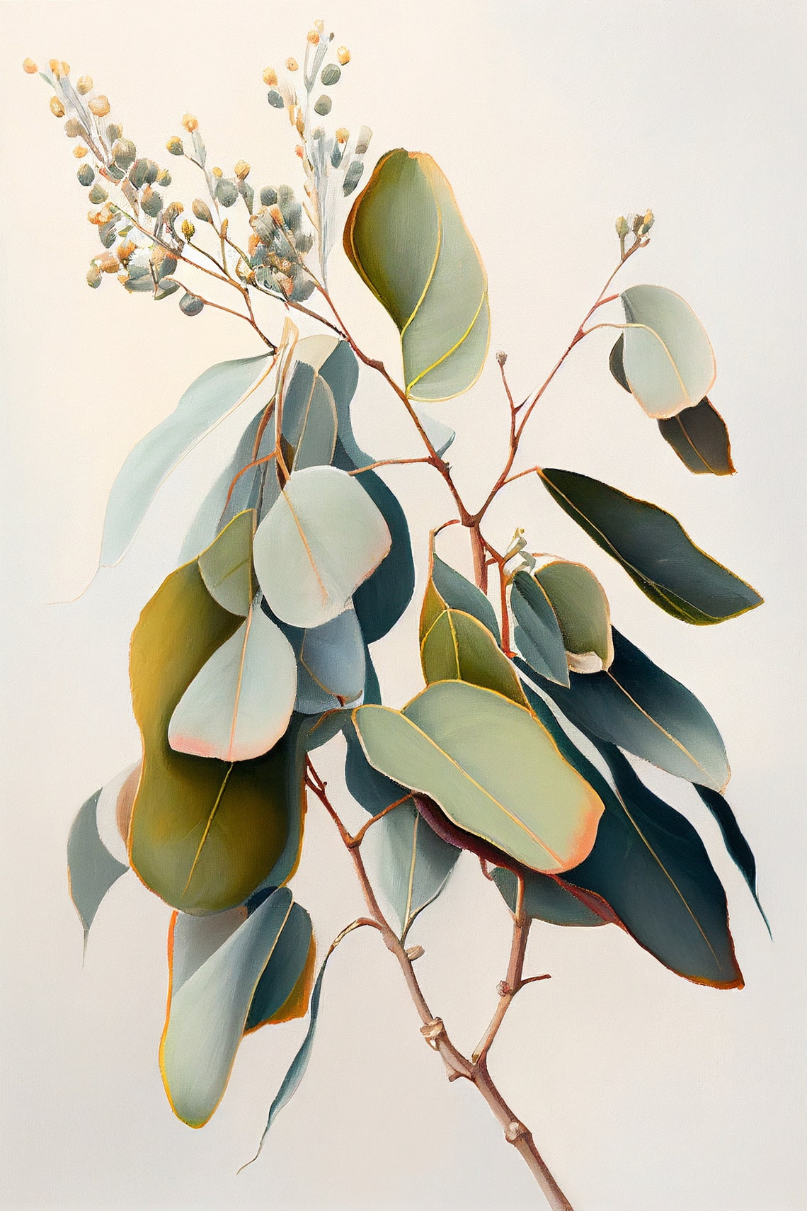 Eucalyptus Branch Watercolor Soft Green Leaves Botanical Art Poster - Image 2