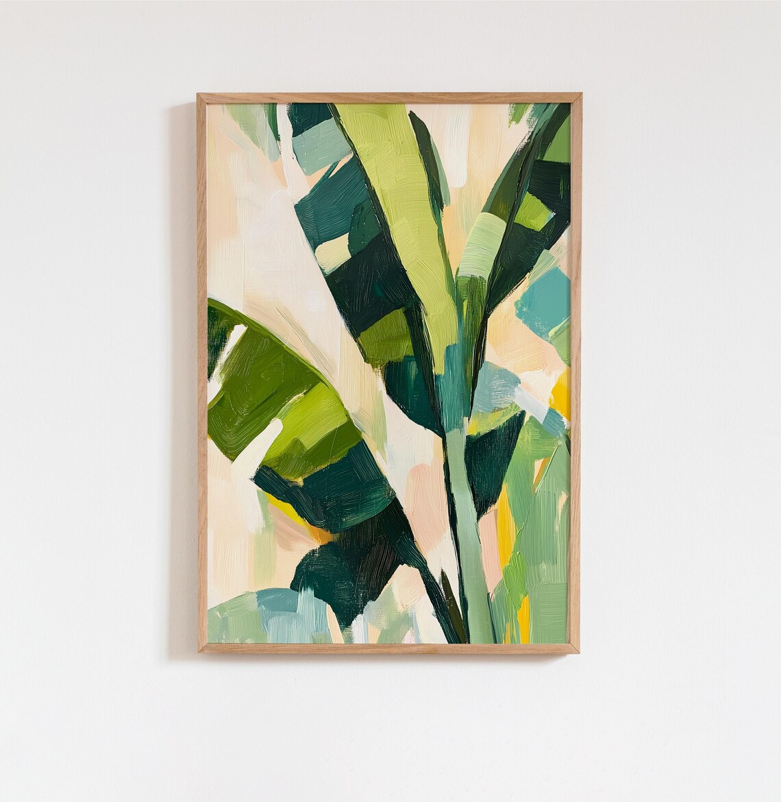 Banana Leaf Oil Painting Print, Botanical Decor