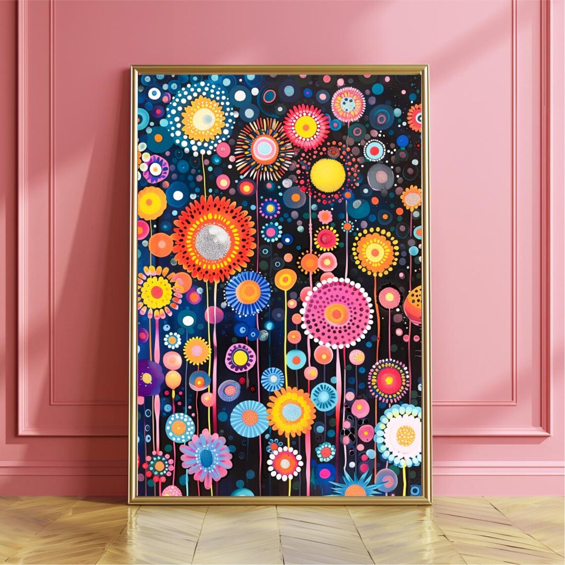 Yayoi Kusama Art Print Poster, Maximalist Psychedelic