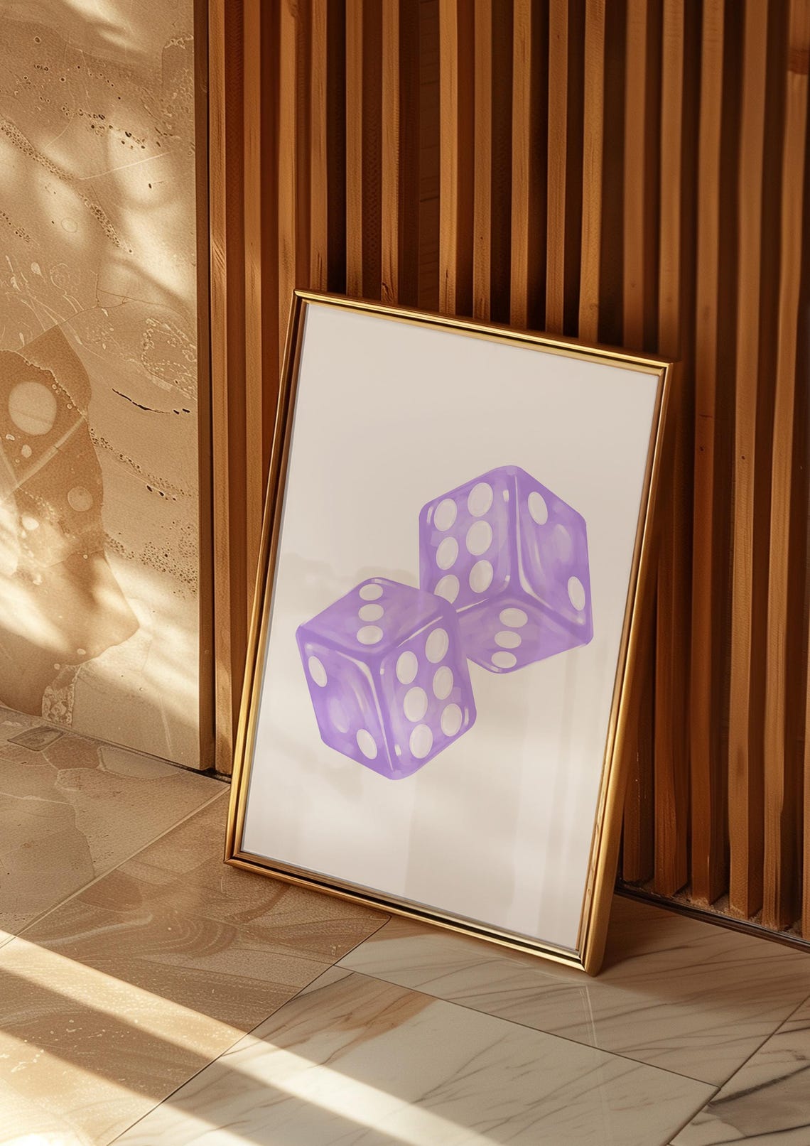 Two Lilac Fuzzy Dice Soft Watercolor Preppy Dorm Room Poster - Image 4