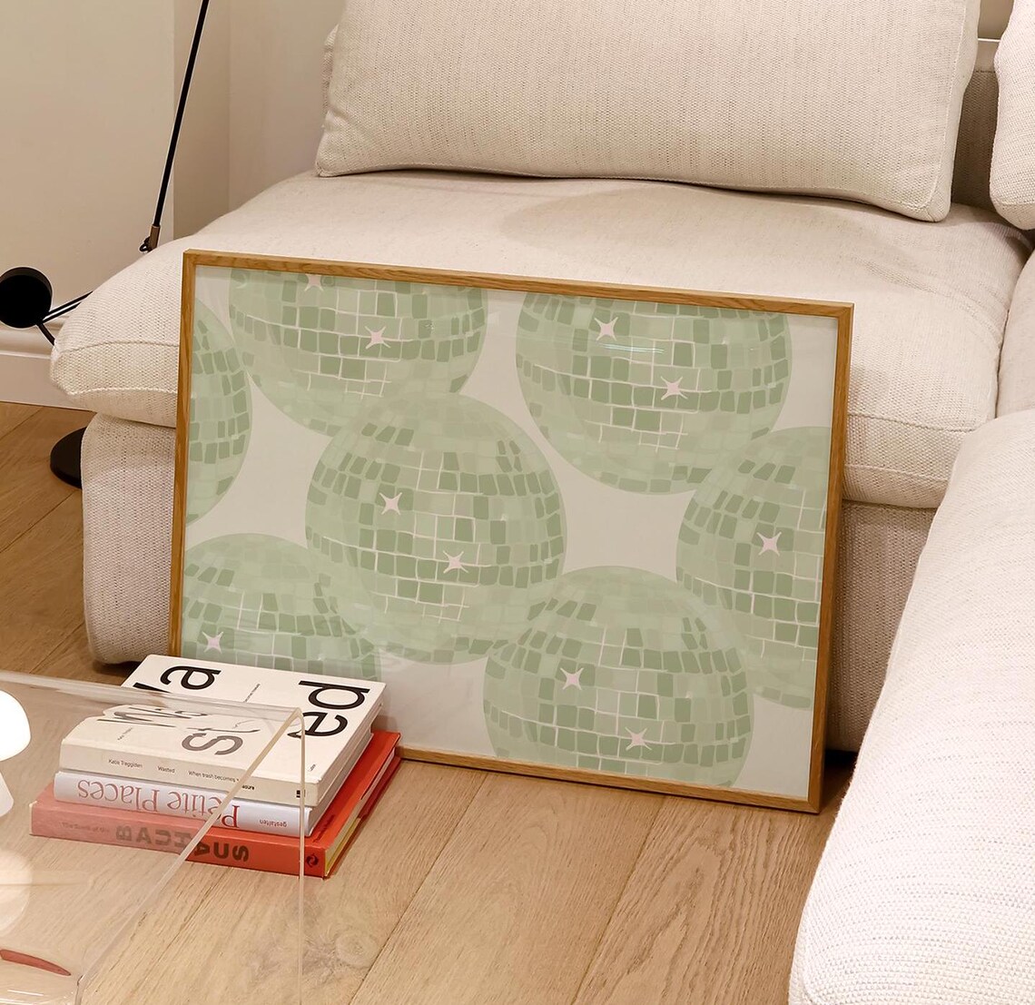 Sage Green Disco Ball Art Print, Preppy Dorm - Image 2