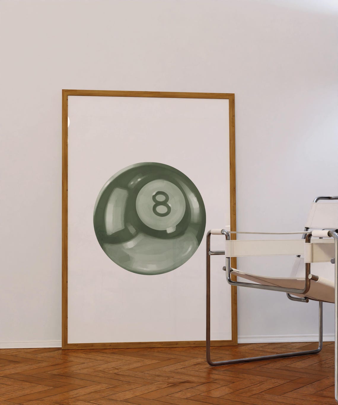 Dark Forest Green 8 Ball Glossy Watercolor Preppy Wall Poster - Image 2