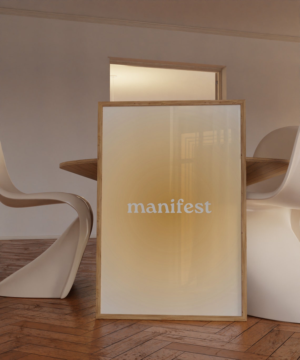 Manifest Yellow Aura Gradient Minimalist Affirmation Word Art Poster - Image 3