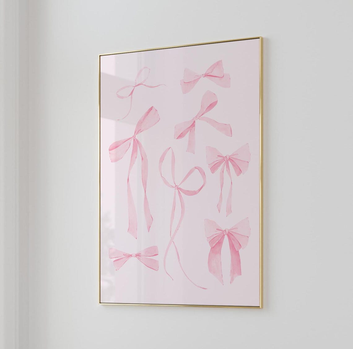 Eight Pink Watercolor Ribbon Bows Dreamy Coquette Collage Poster - Image 3