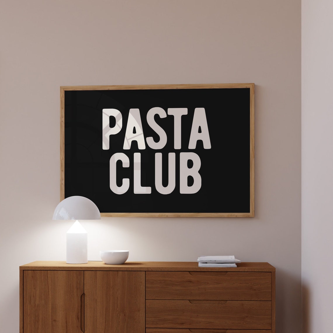 Pasta Club Bold Typography Dark Kitchen Funky Retro Wall Art - Image 3