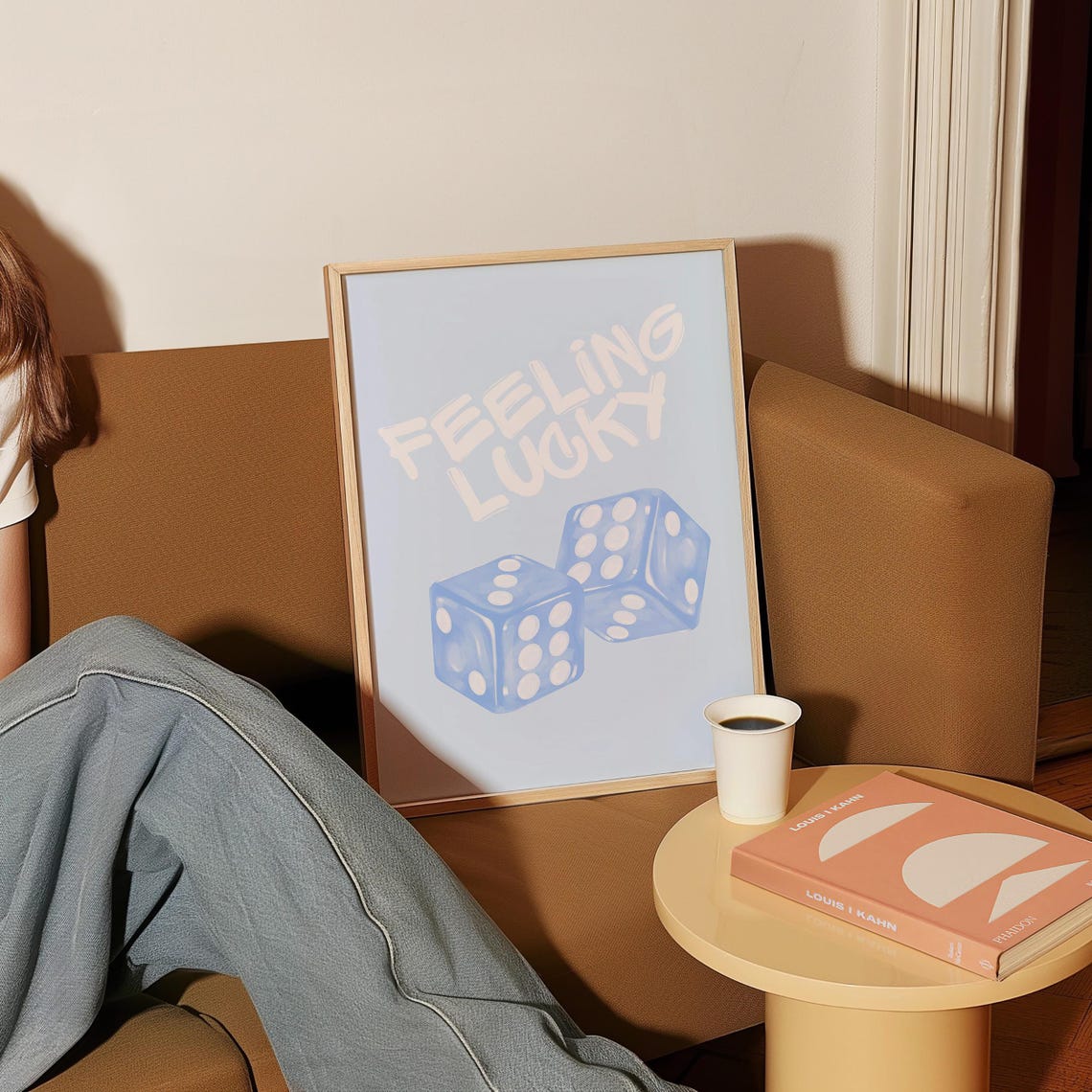 Feeling Lucky Blue Dice Retro Light Blue Casino Style Poster - Image 4