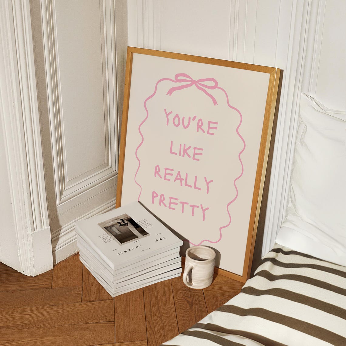 You're Like Really Pretty Pink Sweet Coquette Bow Frame Poster - Image 4