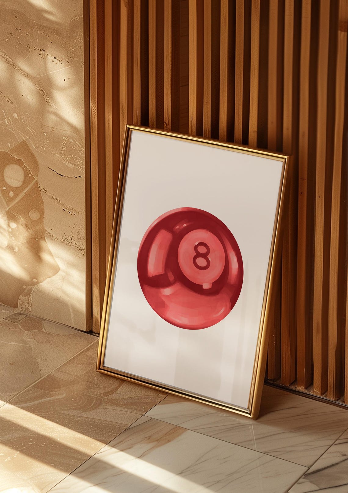 Dark Red 8 Ball Glossy Watercolor Bold Preppy Dorm Room Poster