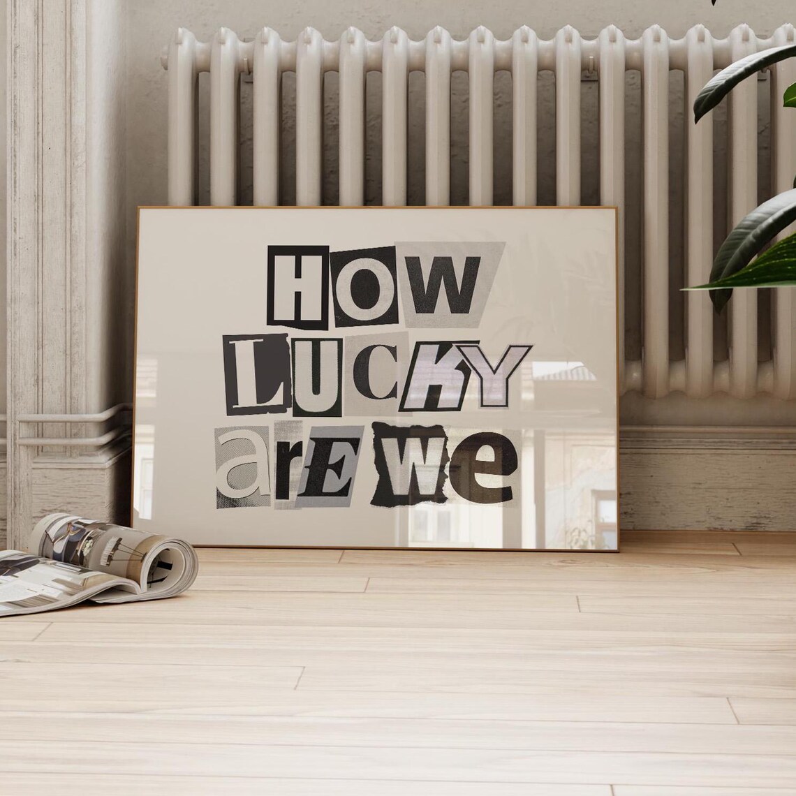 How Lucky Are We Ransom Letter Typography Landscape Art Poster - Image 4