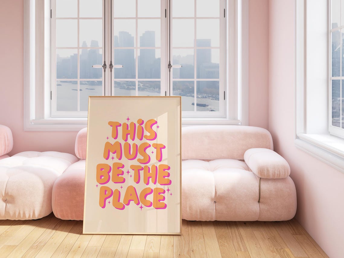 This Must Be The Place Orange Bubble Letter Groovy Dorm Poster - Image 3