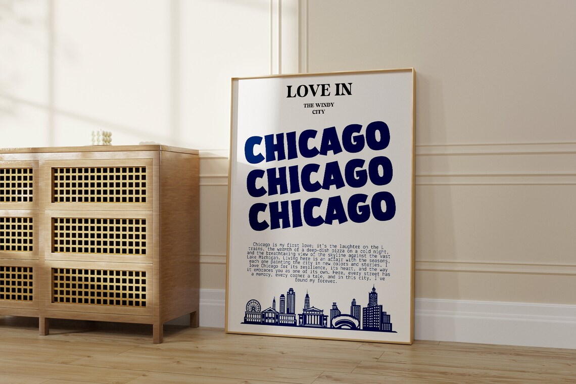 Chicago Vintage Travel Poster, Skyline Wall Art - Image 2