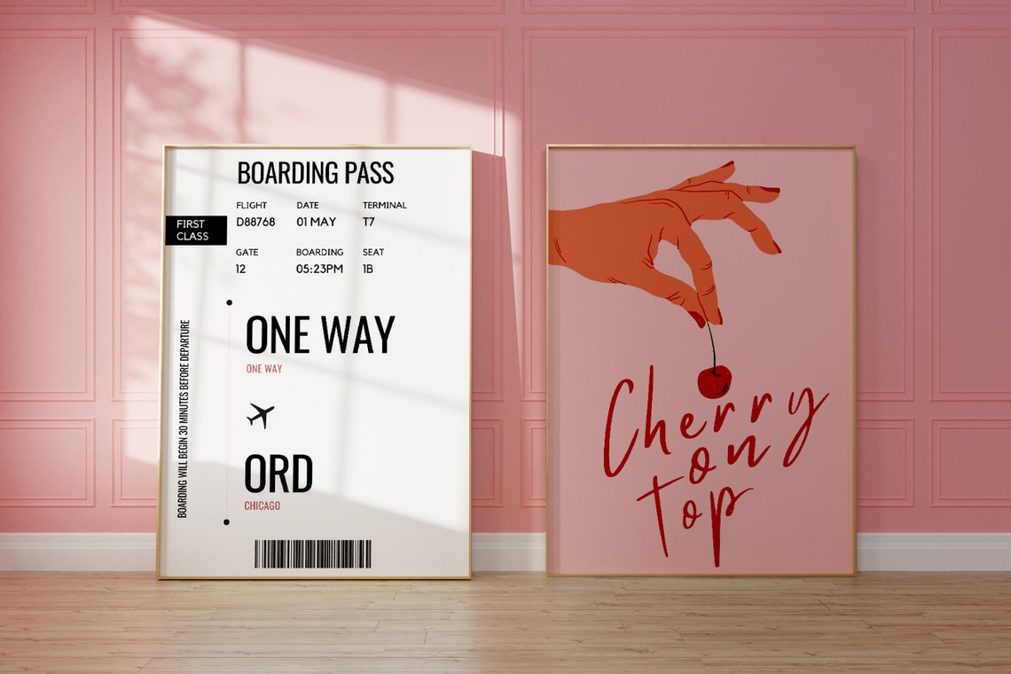 Chicago O'Hare Airport Code Boarding Pass One Way Travel Art Poster - Image 2