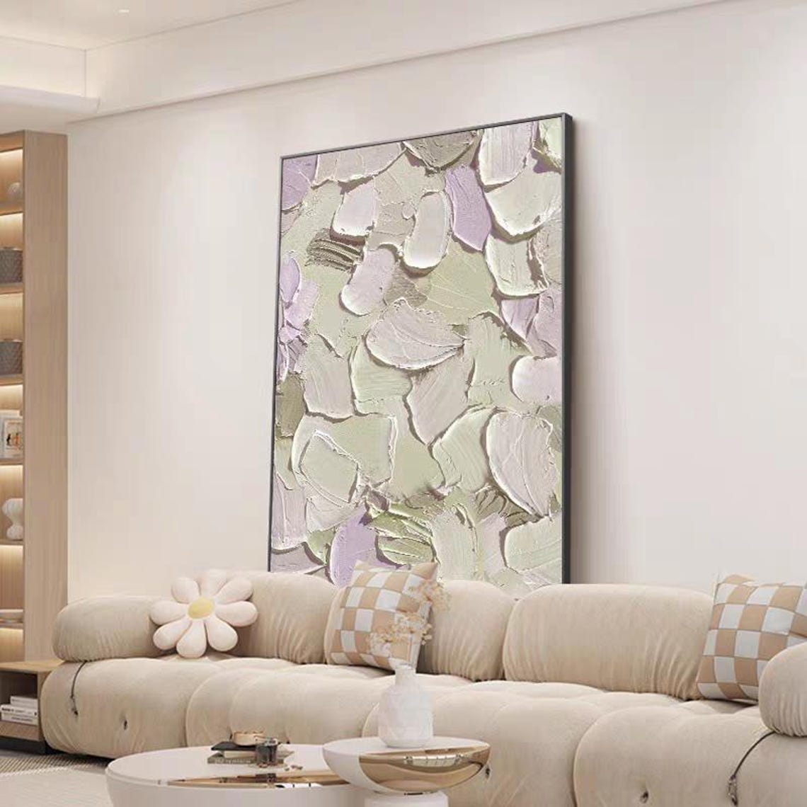 Light Green Lilac Petal Strokes Colorful Abstract Texture Art Poster - Image 2