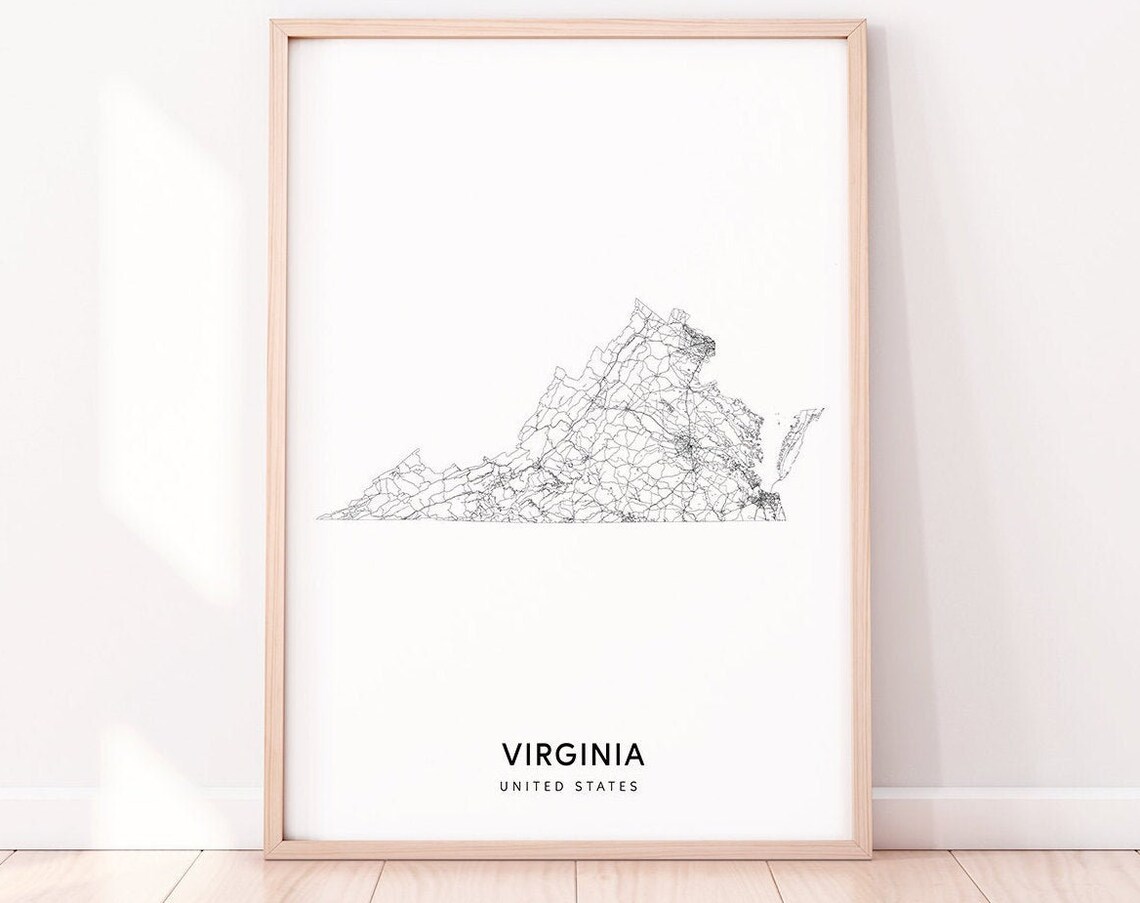 Virginia Map Print, Modern Minimalist Poster