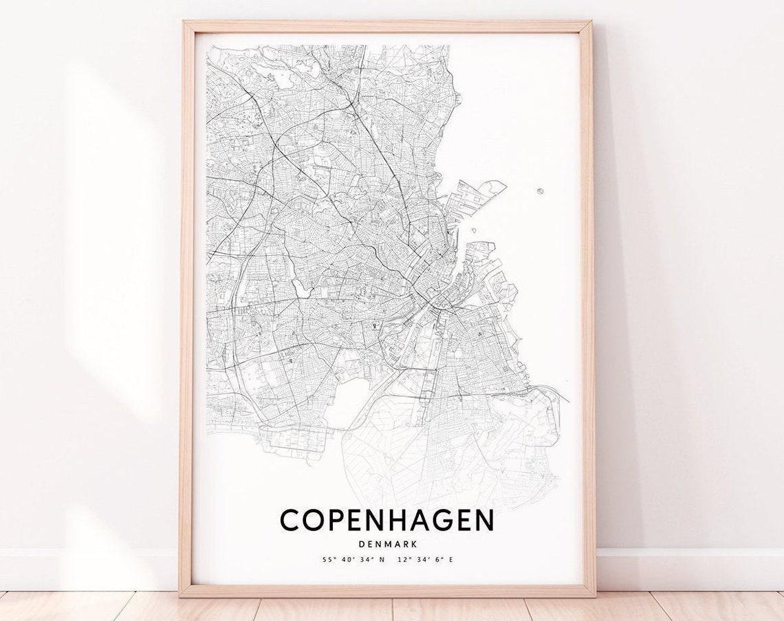 Copenhagen Denmark City Street Map Modern Minimalist Style Poster