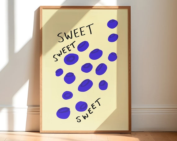 Art Food Illustration Fruit Market Blueberry Hand Drawn Modern Kitchen And Vegetable Poster