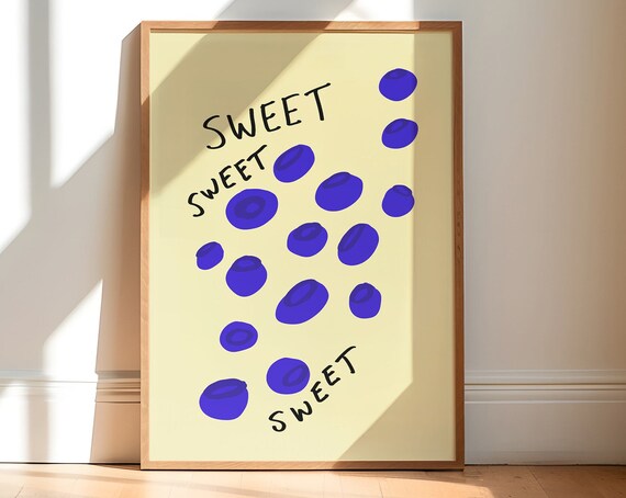 Sweet Sweet Sweet Blueberry Hand Drawn Fruit Kitchen Wall Poster