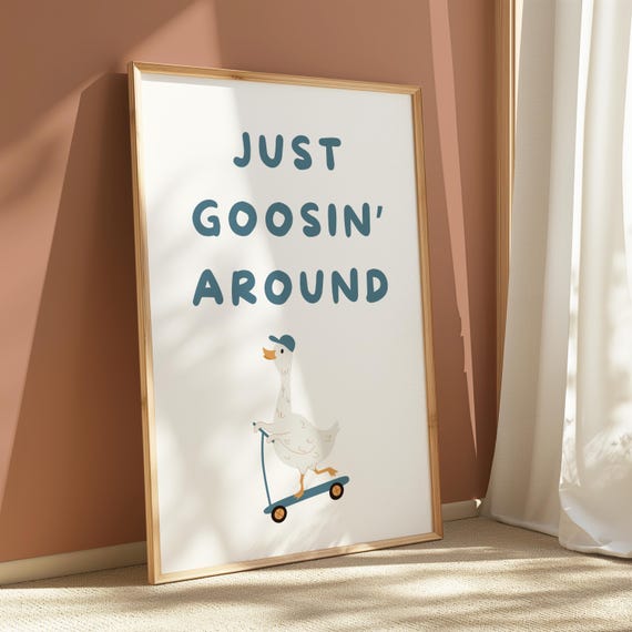 Silly Goose Wall Art Cute Poster Nursery Decor Funny Animal Print Kids Room Playroom