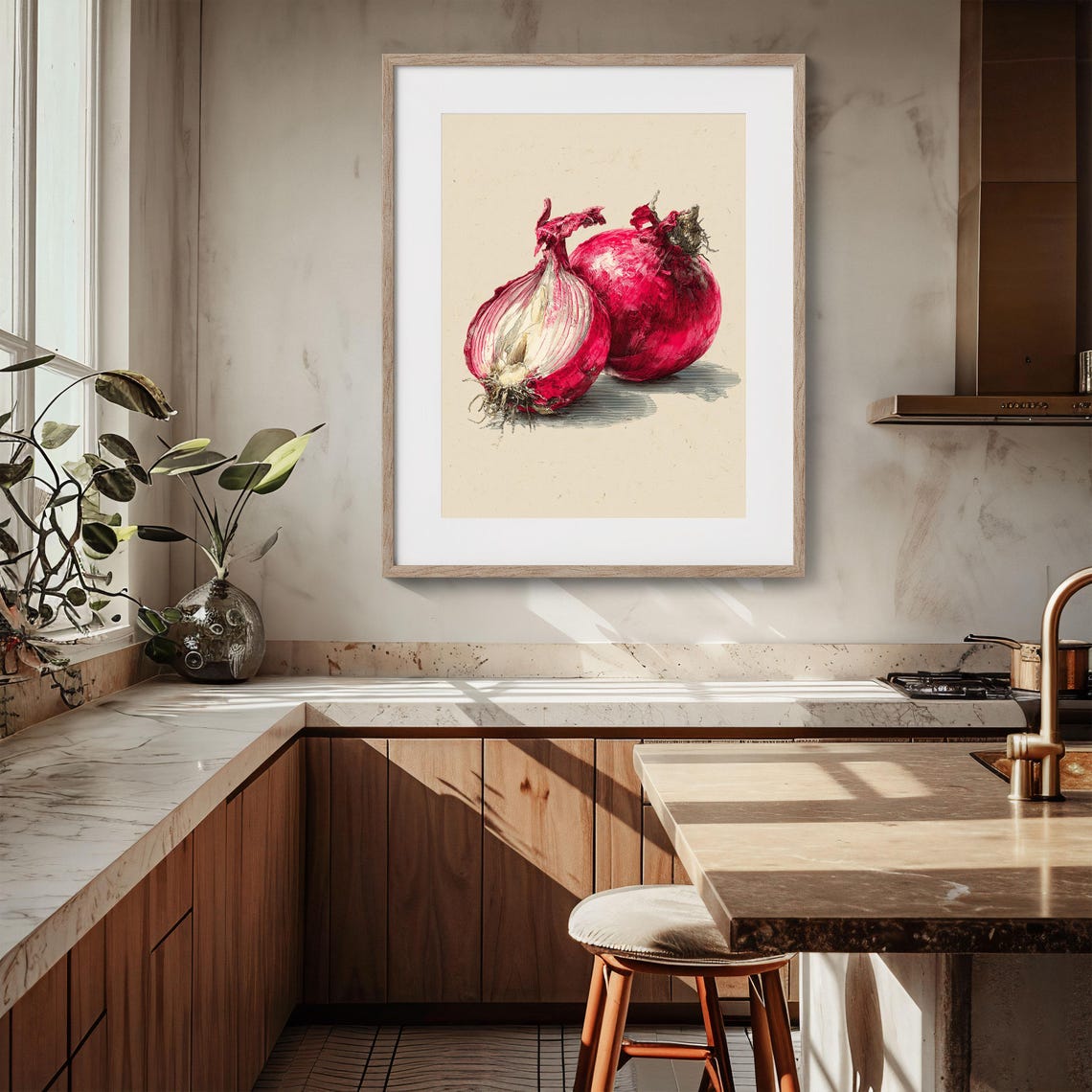 Red Onion Sketch Vibrant Vintage Food Illustration Kitchen Poster - Image 4
