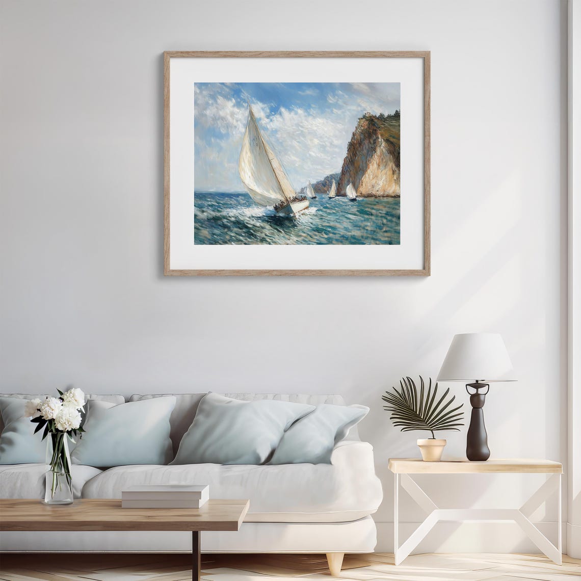 Impressionist Sailing Boat Coastal Breeze Ocean Painting Poster - Image 4